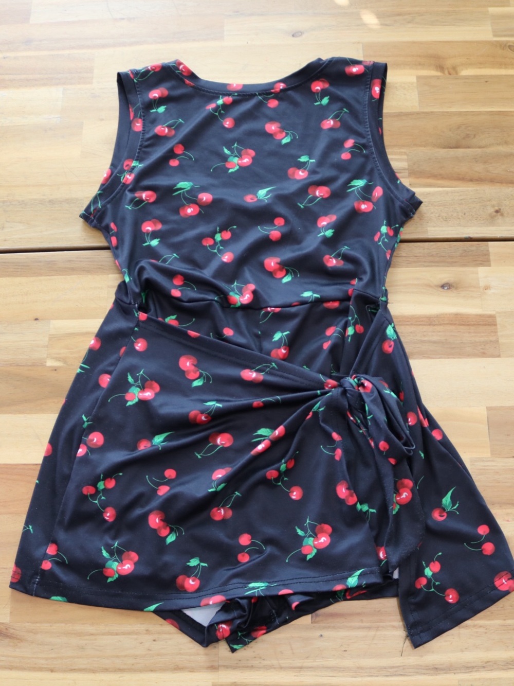 Cherry Print Tie-Front Crossover Romper